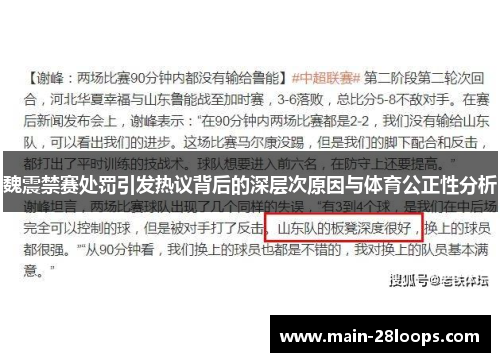 魏震禁赛处罚引发热议背后的深层次原因与体育公正性分析 魏震禁赛处罚引发热议背后的深层次原因与体育公正性分析